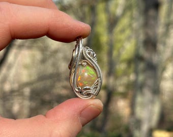 Ethiopian Opal Wire Wrapped Pendant