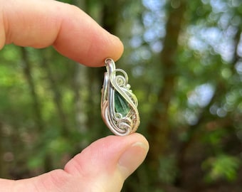 Green Tourmaline Wire Wrapped Pendant