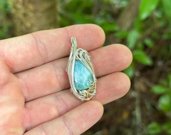 Larimar Wire Wrapped Pendant