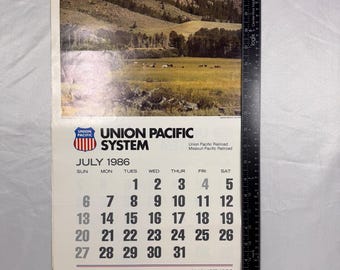 1986 Union Pacific System Railroad Calendar Missouri Pacific Vintage Train