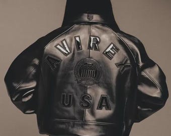 Avirex USA Icon zwarte leren herenjas echte koeienhuid Amerikaanse vluchtbomberjack luxe streetwear mode-jas cadeau voor hem