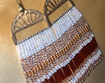 Champagne, Cream and Gold Beaded Statement Earrings
