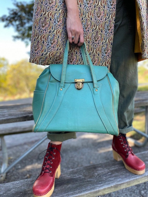 Vintage 1960s Double Handle Travel Bag / Handbag … - image 2