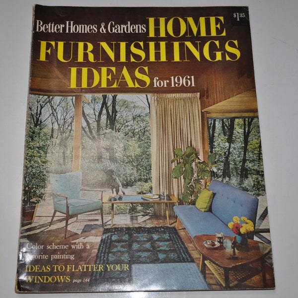 1961 Vintage Better Homes And Gardens Magazine - Mid-Century Mod Retro Decor - Home Furnishings Ideas