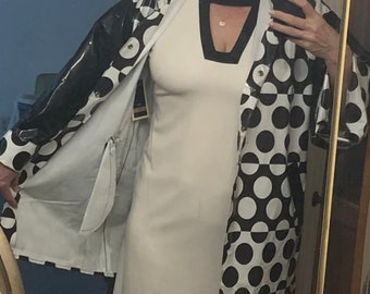 Mod Black and White Polka Dot Rain Coat - Women's XL