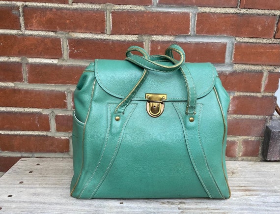 Vintage 1960s Double Handle Travel Bag / Handbag … - image 1