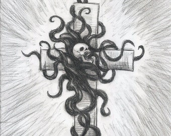 Chaos, Cross, Original Drawing, Sketch Pad, Sketches, Divine Mania