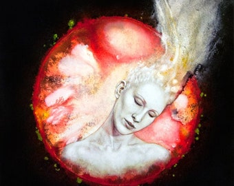 Nine Inch Nails, Halo 8, Original Large Oil Painting, Watercolor, The Downward Spiral