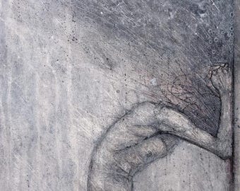 Existence, Suffer, Mental, Physical, Emotional, Original Large Oil Painting, Charcoal, Mixed Media