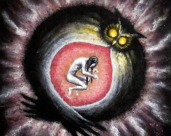 Skinwalker, Nagual, Tohono O'odham, reincarnation, Native American, la chusa, sorcerer, Original Oil Painting, Shapeshifter,