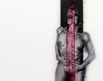 Devil, Annihilation, Original Large Oil Painting, charcoal