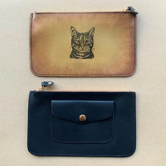 whiskered charm - tabby cat leather wallet