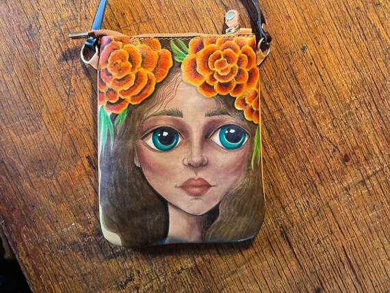 Floral Girl - Hand Drown Shoulder And Crossbody Bag