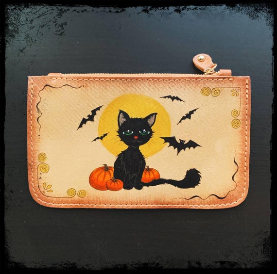 Halloween Night Black Cat Leather