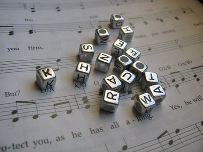 set of 50 Antique Silver Alphabet Beads-letter X