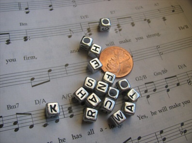 set of 50 Antique Silver Alphabet Beads-letter X