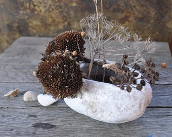 stone bowl - ikebana bowl - large stone bowl