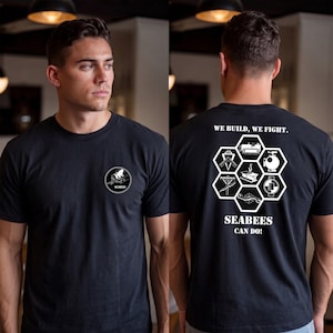 US Navy Seabee - T-shirt med tryck fram och bak, storlek S till 3XL