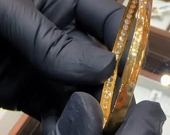 Brazalete de oro macizo de 21k, joyería de lujo hecha a mano y personalizada, joyería nupcial.
