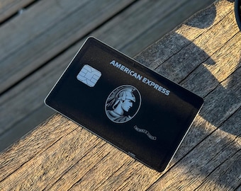 Karta Amex Tap to pay Custom Metal Card – NFC Tap to Pay, zgodna z funkcją przesuwania i wkładania, grawerowana laserowo stal nierdzewna, wysokiej jakości czarny design