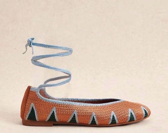 Baleriny Mykonos Crochet – plecione sandały boho na letnie wakacje