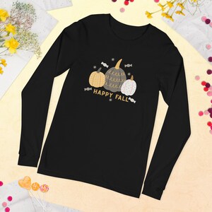 Graues Kürbis-Herbst-T-Shirt – Langarm