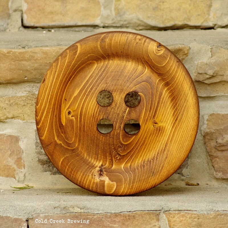 Large 8.5 Inch Wooden Button - Huge Wood Button- Wall Decor - Big But…