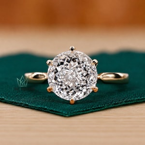 Anillo de compromiso solitario con diamante de talla portuguesa para pedida de mano, diamante cultivado en laboratorio certificado por IGI de 1 a 3 ct G/VS, anillo de boda, regalo para mujer.