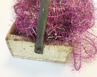 VINTAGE PURPLE GARLAND - Tinsel - Silver - Christmas Decoration - Old Stock - Made in Japan Garland