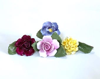 Suministros de mosaico vintage, ramo de rosas de porcelana china 3D, mosaico rosa, amarillo y morado, estilo rústico shabby chic, proyectos de manualidades