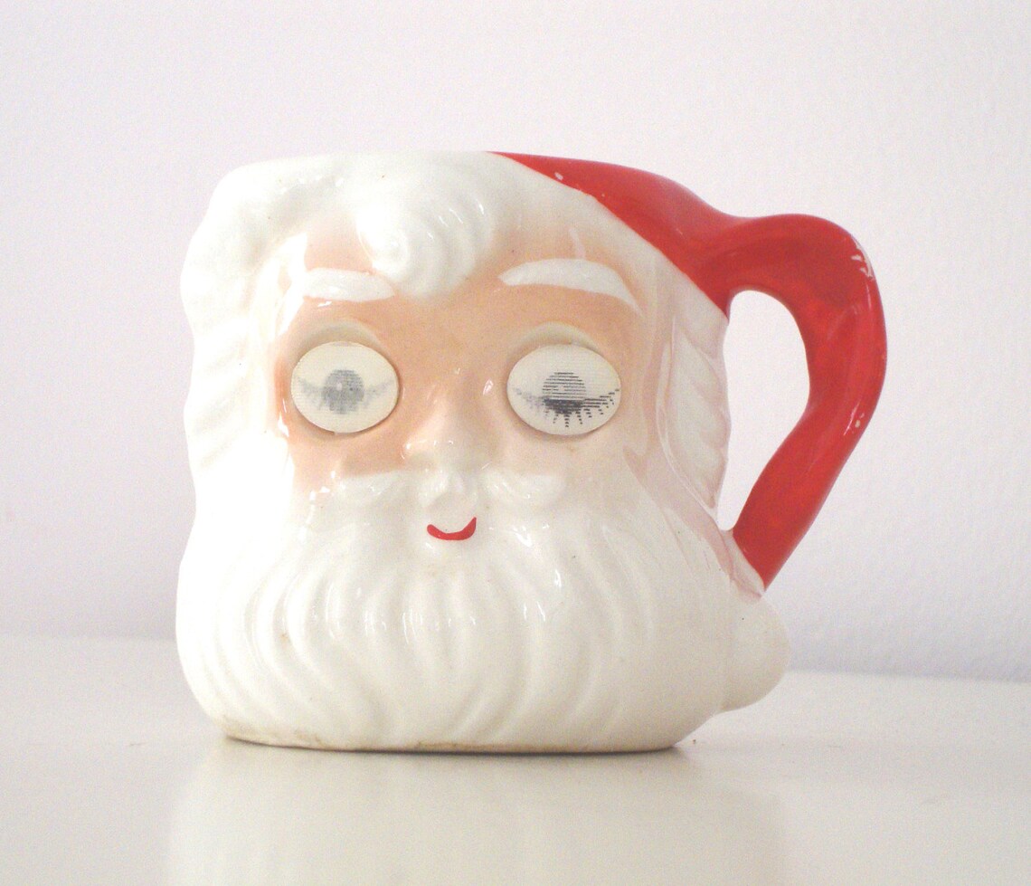 VINTAGE WINKING SANTA Mug Lenticular Hologram Eyes Etsy