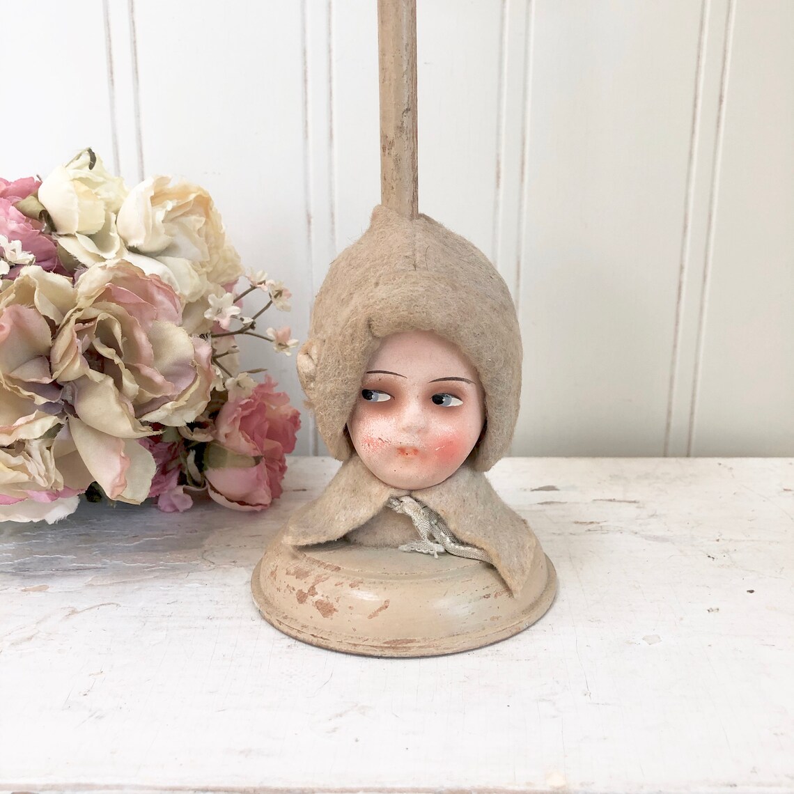 VINTAGE HAT STAND German Girl Head Composition Doll Head Etsy