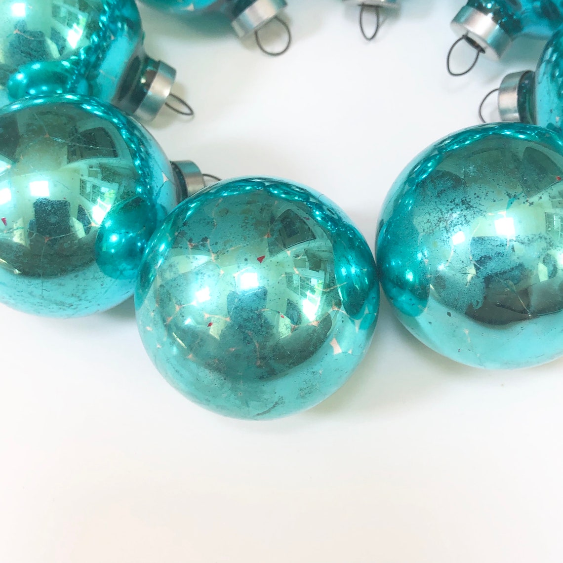 VINTAGE TEAL Christmas ORNAMENTS Christmas Teal Ornaments Etsy