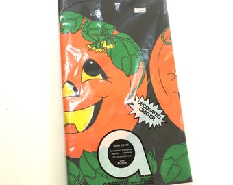 Amscan Vintage Tablecloth - Halloween Pumpkin Jack o Lantern - Woolworth - Decorating Party - Unopened Paper