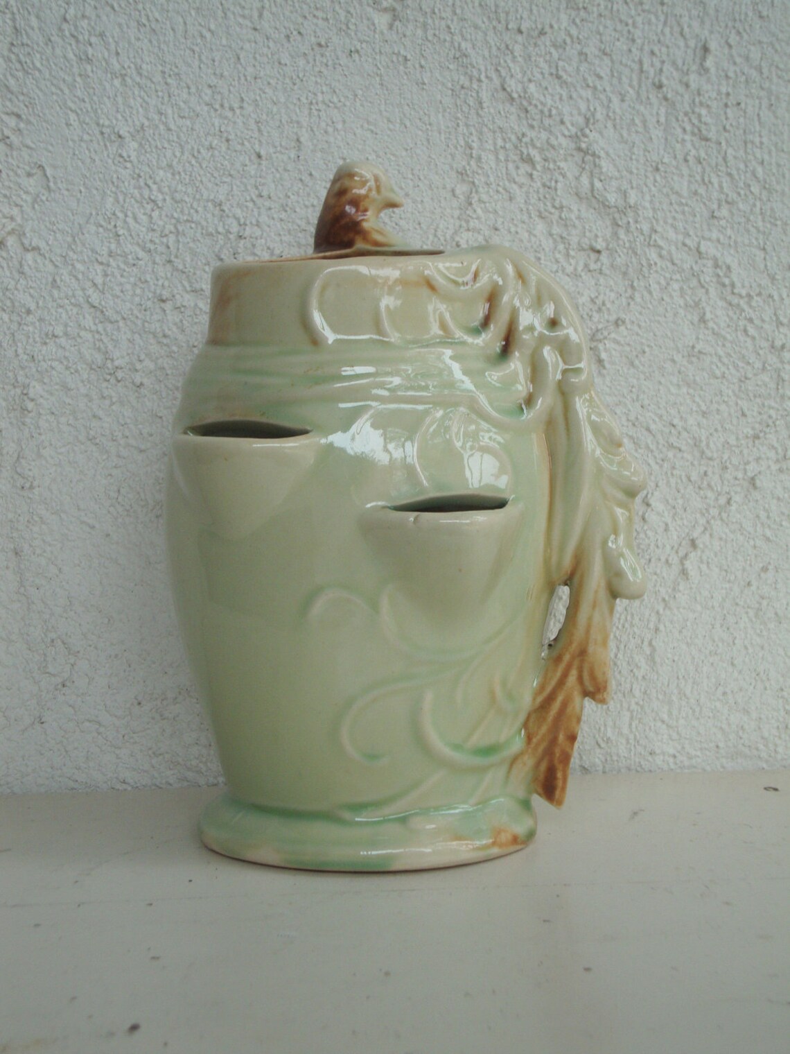 Vintage BIRD McCoy Strawberry Planter Art Pottery Green Etsy