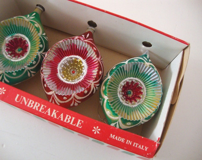 VINTAGE ITALIAN CHRISTMAS Ornaments Unbreakable Indents Indented Made