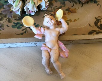 VINTAGE NATIVITY ANGEL - Vintage Pink Angel Ornament - Plastic Hanging Angel - Christmas Angel