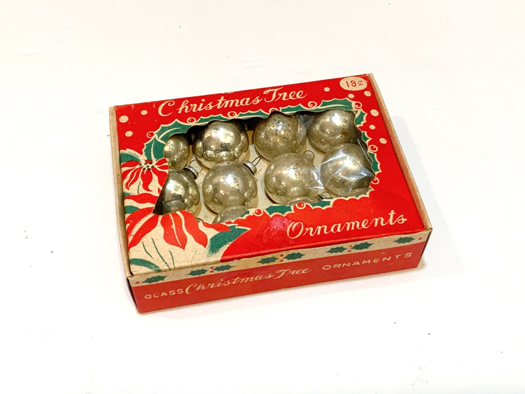 VINTAGE Silver Feather Tree Christmas Ornaments Japan Small Etsy