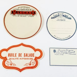 4 Authentic Vintage French Pharmacy Labels - Old Store Stock Unused - Not Repros! From France