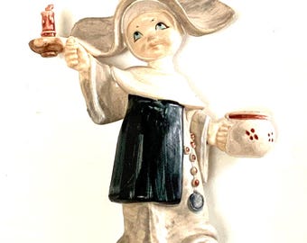 VINTAGE Depose Fontanini Italy Nun - Spider Mark Italian Simonetti  Italy Depose Nun In Habit Figurine Holding Candle #832