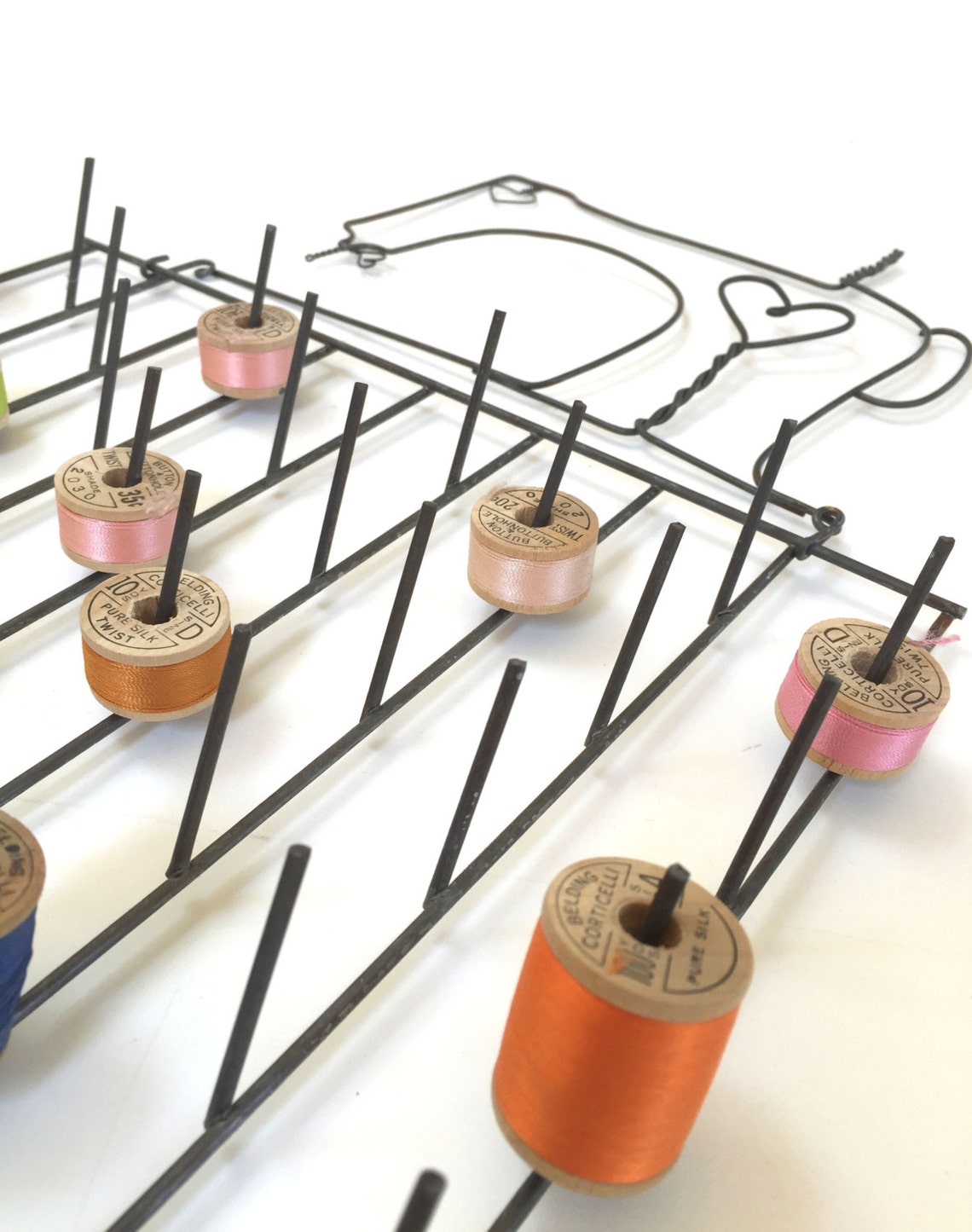 VINTAGE WIRE THREAD Rack Spool Holder Display Sewing Etsy