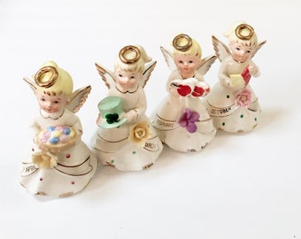 VINTAGE CHASE ANGEL Figurine - Christmas - March April October February - Japan Porcelain, Calendar Months