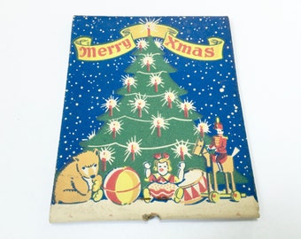 VINTAGE LARGE MATCHBOOK - Vintage  Matches - Merry Xmas - Christmas Tree - Candles - Unused Castlebrook Inn - Westbrook Conn.