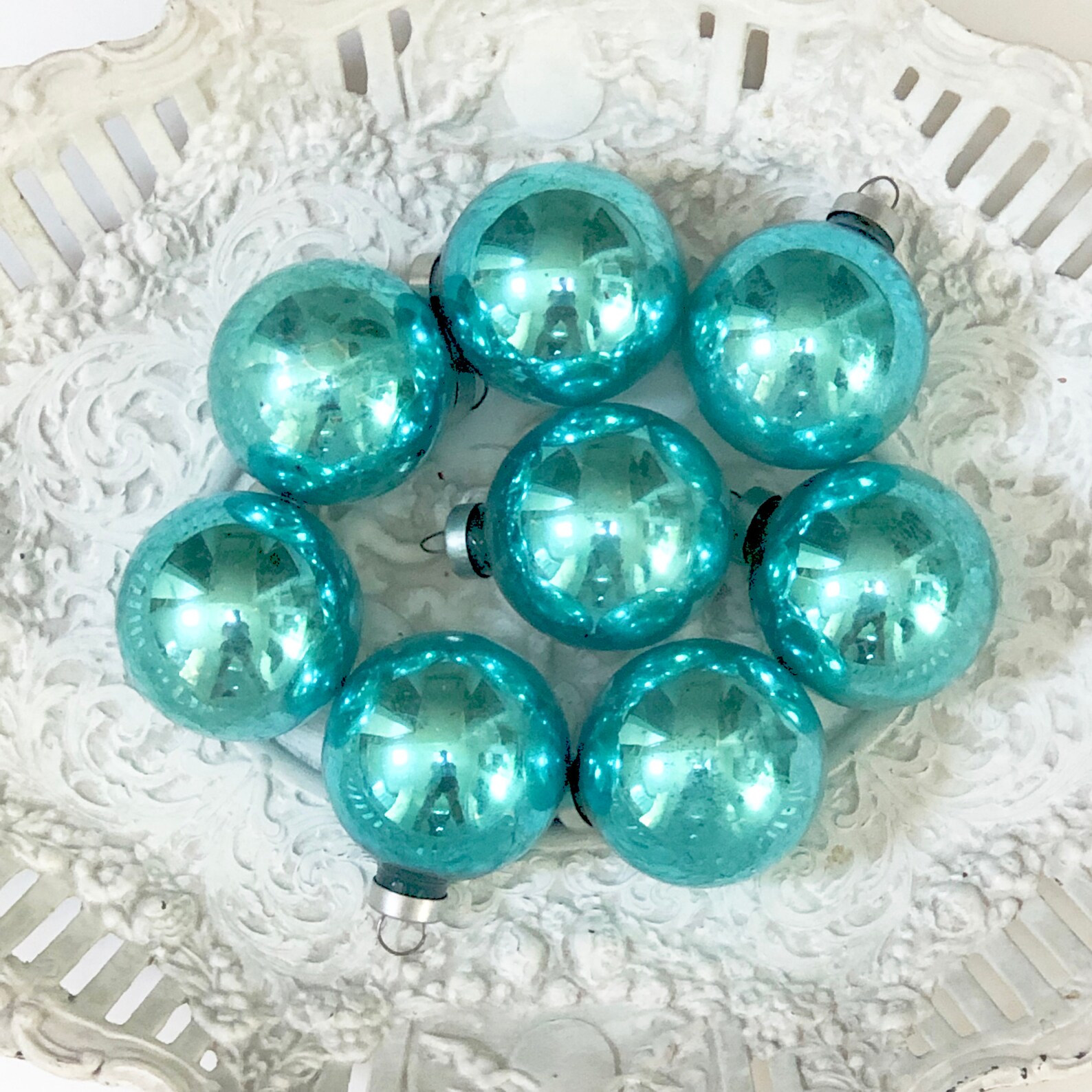 VINTAGE TEAL Christmas ORNAMENTS Christmas Teal Ornaments Etsy