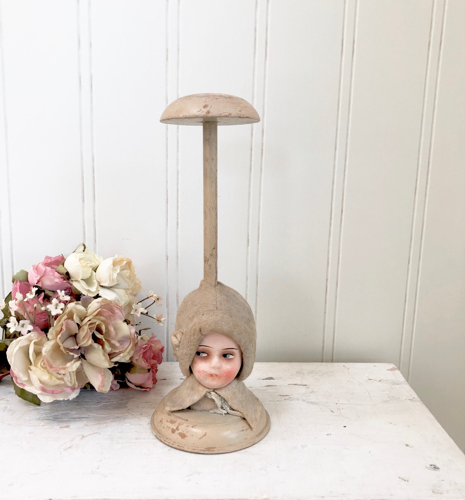 VINTAGE HAT STAND German Girl Head Composition Doll Head Etsy