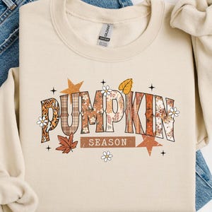 Pumpkin Season Shirt, Patchwork Fall Tee - Cute Autumn T-Shirt for Women, USA Made Gift for Fall Lovers