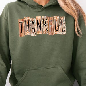 Thankful Shirt, Scrapbook Autumn Tee - Cute Thanksgiving T-Shirt for Women, USA Made Fall Gift for Her