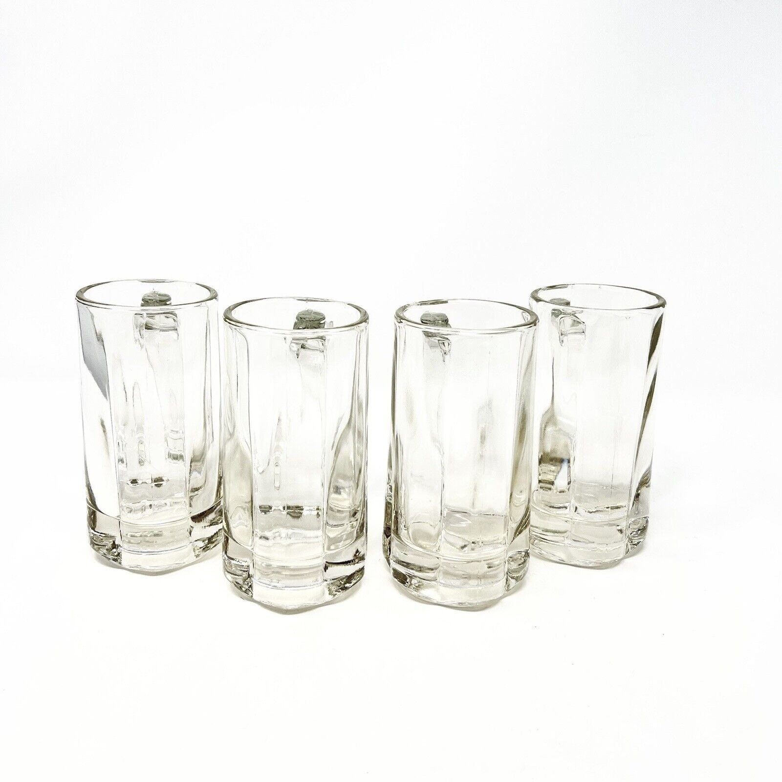 Libbey Ribbed Glassware Vtg Set 4 Libbey Heavy Ribbed Beer Mug Stein 10 Oz Clear Glass Thumb ...