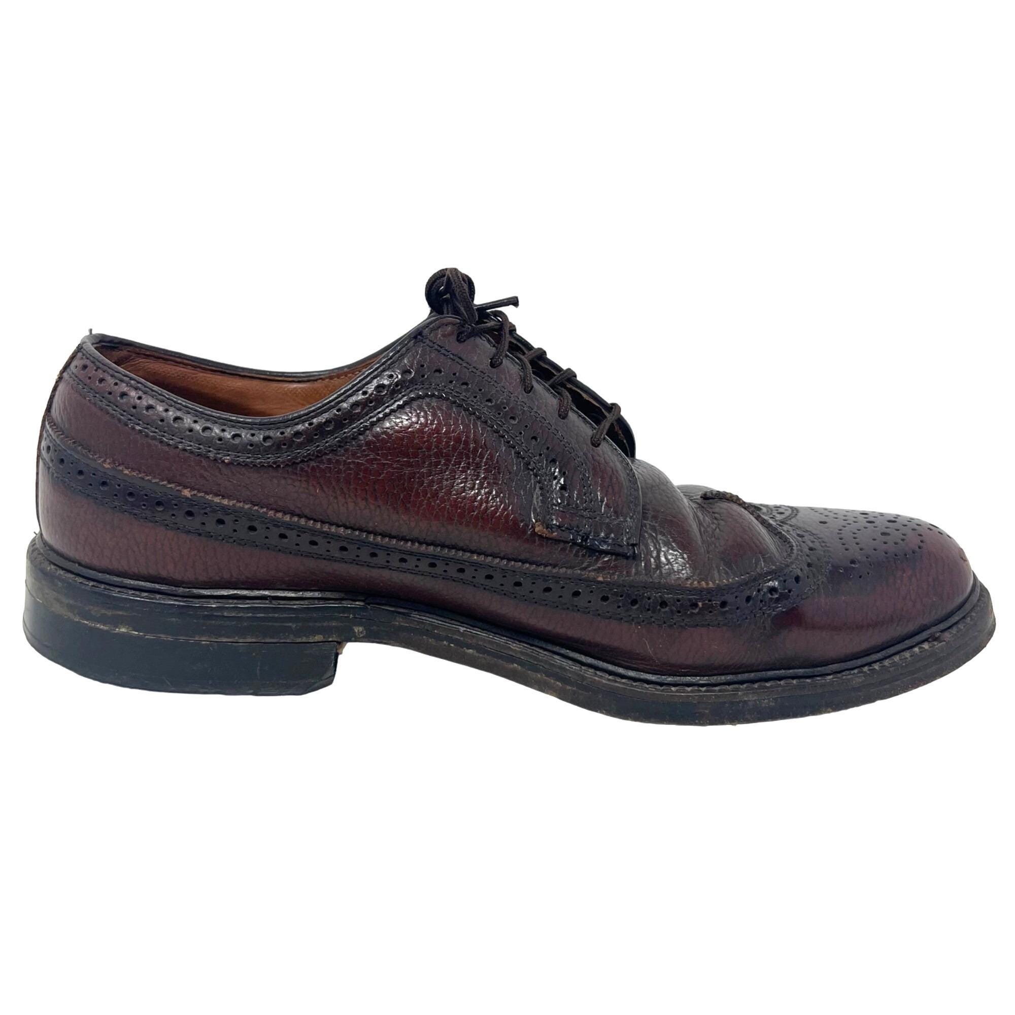 Florsheim Vintage Wingtip Dark Burgundy Brown Leather Longwing V Cleat Size‎ 10D Florsheim Vintage Wingtip Dark Burgundy Brown Leather  main image 3