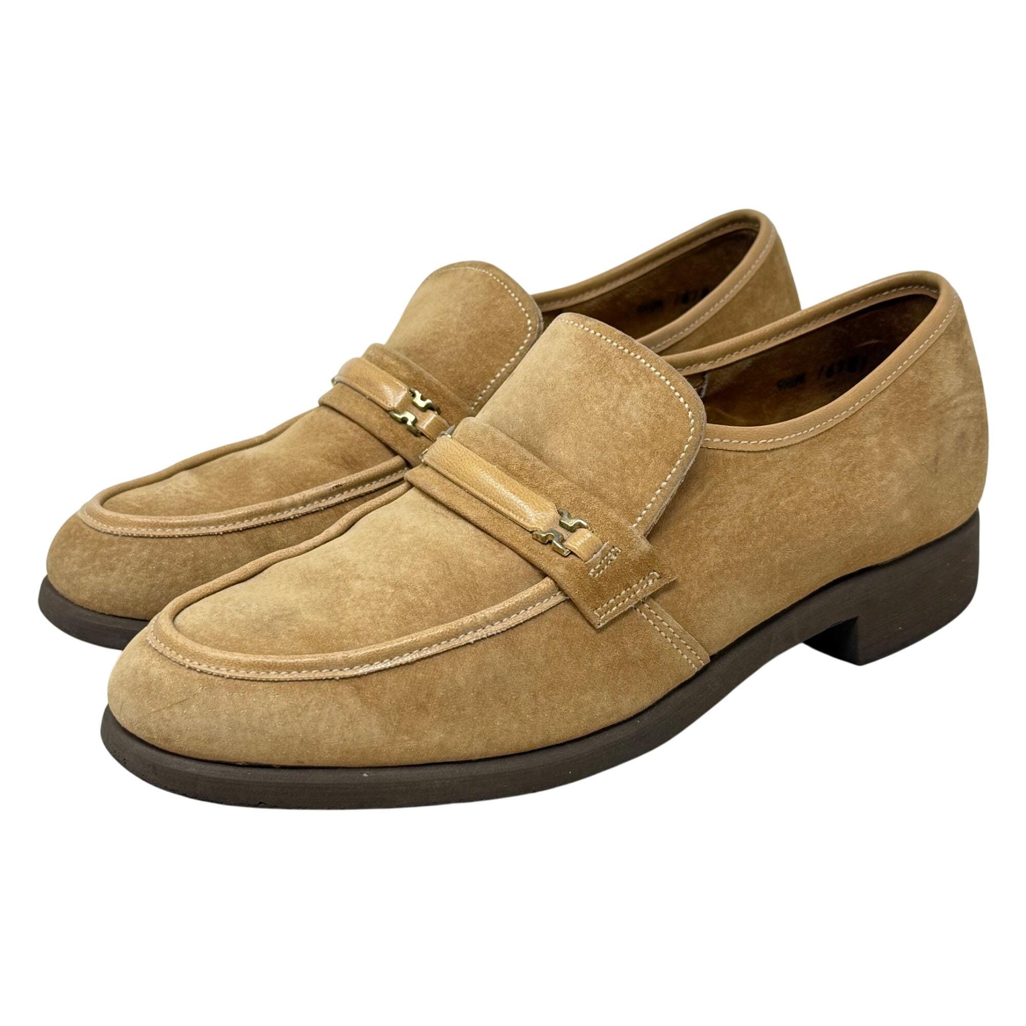 Hushpuppies Vtg 80s Tan Buff Suede Leather Loafers Slip Ons  display picture 1